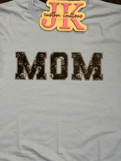 Skull Mom with Glitter Outline