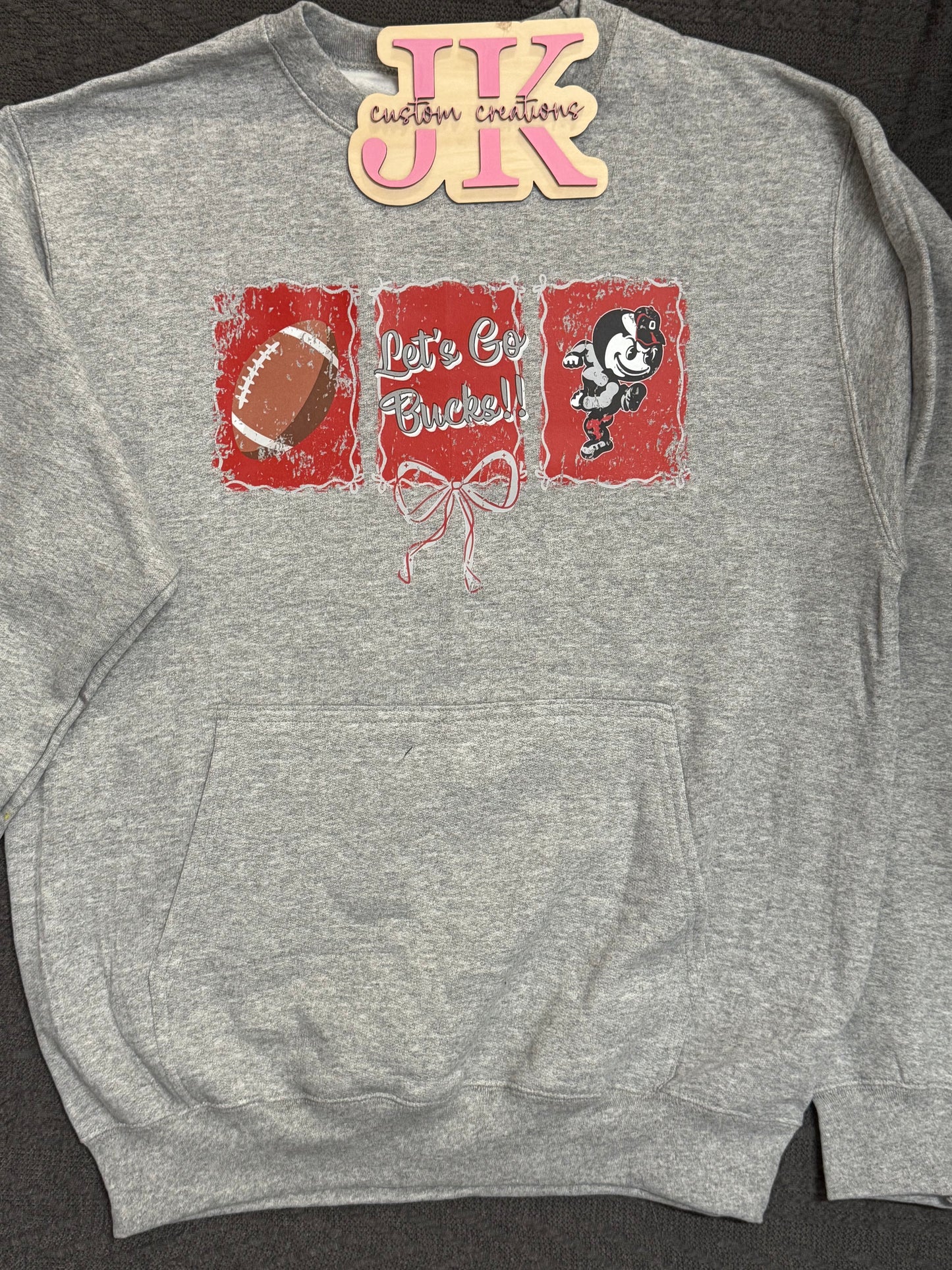 Let's Go Football - Scarlet and Grey with Bow